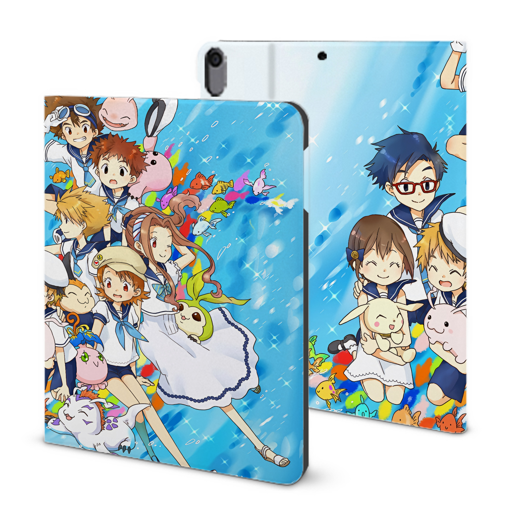 （画像用） Digimon デジタルモンスター/デジモン IPad ケース ブック型 PUレザー TPU 耐衝撃 軽量 薄型 ペン収納なし 全面保護 IPad 各モデル対応
